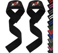 AQF Neopreno Acolchado Straps Powerlifting, Straps Gym Levantamiento De Pesas con Soporte Muñequera, Agarraderas Gym, Muñeqeras Para Entrenamiento, Culturismo Potencia (Negro)