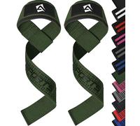 AQF Neopreno Acolchado Straps Powerlifting, Straps Gym Levantamiento De Pesas con Soporte Muñequera, Agarraderas Gym, Muñeqeras Para Entrenamiento, Culturismo Potencia (M/Green Gel Empuñadura)