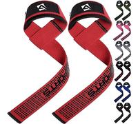 AQF Neopreno Acolchado Straps Powerlifting, Straps Gym Levantamiento De Pesas con Soporte Muñequera, Agarraderas Gym, Muñeqeras Para Entrenamiento, Culturismo Potencia (Rojo Gel Empuñadura)