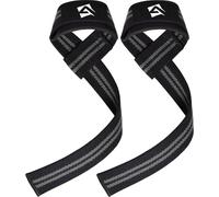 AQF Neopreno Acolchado Straps Powerlifting, Straps Gym Levantamiento De Pesas con Soporte Muñequera, Agarraderas Gym, Muñeqeras Para Entrenamiento, Culturismo Potencia (Negro & Gris)