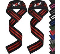 AQF Neopreno Acolchado Straps Powerlifting, Straps Gym Levantamiento De Pesas con Soporte Muñequera, Agarraderas Gym, Muñeqeras Para Entrenamiento, Culturismo Potencia (Negro & Rojo)