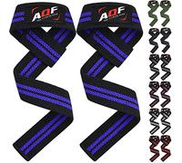 AQF No Acolchado Straps Powerlifting, Straps Gym de Levantamiento De Pesas Soporte Muñequera, Agarraderas Gym,Muñeqeras Para Entrenamiento, Culturismo Levantamiento De Potencia (Negro/Azul)