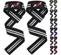 AQF No Acolchado Straps Powerlifting, Straps Gym de Levantamiento De Pesas Soporte Muñequera, Agarraderas Gym,Muñeqeras Para Entrenamiento, Culturismo Levantamiento De Potencia (Negro & Blanco)