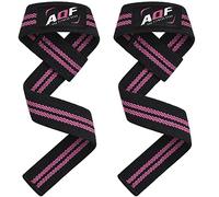 AQF No Acolchado Straps Powerlifting, Straps Gym de Levantamiento De Pesas Soporte Muñequera, Agarraderas Gym,Muñeqeras Para Entrenamiento, Culturismo Levantamiento De Potencia (Negro/Rosa)