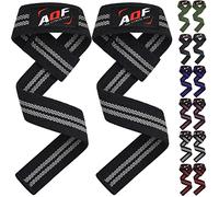 AQF No Acolchado Straps Powerlifting, Straps Gym de Levantamiento De Pesas Soporte Muñequera, Agarraderas Gym,Muñeqeras Para Entrenamiento, Culturismo Levantamiento De Potencia (Negro & Gris)
