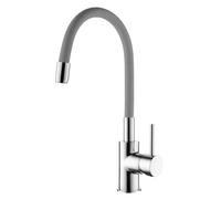 AQG - Grifo de Cocina Monomando con Caño Alto Flexible y Aireador Dual - Estilo Moderno, Fácil Instalación (Gris)