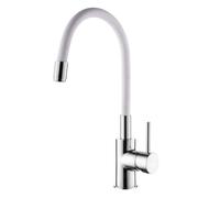 AQG - Grifo de Cocina Monomando con Caño Alto Flexible y Aireador Dual - Estilo Moderno, Fácil Instalación (Blanco)