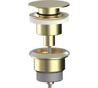 AQG - Válvula Clic-Clac Universal para Lavabo - Tapón Plano - Compatible con Rebosadero y Sin Rebosadero - Diseño Elegante y Alta Durabilidad (Oro Cepillado)
