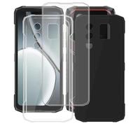 AQGGIIXY 2 Pack Funda + 2 Pack Protectores de Pantalla para Doogee Blade20 Ultra (6.60") Carcasa Transparent + Black Silicone Cover Suave Caso -Vidrio Templado Film Película