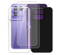 AQGGIIXY 2 Pack Funda + 2 Pack Protectores de Pantalla para Realme Neo8 (6.78") Carcasa Transparent + Black Silicone Cover Suave Caso -Vidrio Templado Film Película