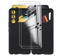 AQGGIIXY 2 Pack Funda + 2 Pack Protectores de Pantalla para ZTE Nubia Neo 3 GT (6.80") Carcasa Black Silicone Cover Suave Caso -Vidrio Templado Film Película