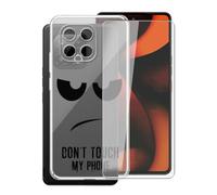 AQGGIIXY Carcasa para Gigaset GS6 Pro Funda (6.67")+ Protectores de Pantalla de Vidrio Templado, Transparente Suave Silicona TPU Case Anti-Rasguño Protectora- No me toques I