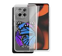 AQGGIIXY Carcasa para Gigaset GS6 Pro Funda (6.67")+ Protectores de Pantalla de Vidrio Templado, Transparente Suave Silicona TPU Case Anti-Rasguño Protectora- Azul púrpura