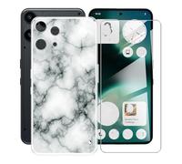 AQGGIIXY Carcasa para Nothing Phone 3a Lite 5G Funda (6.77")+ Protectores de Pantalla de Vidrio Templado, Transparente Suave Silicona TPU Case Anti-Rasguño Protectora- Mármol