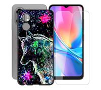AQGGIIXY Carcasa para ZTE Blade A35e 4G Funda (6.52")+ Protectores de Pantalla de Vidrio Templado Cristal Templado, Nero Suave Silicona TPU Case Anti-Rasguño Protectora - XT113