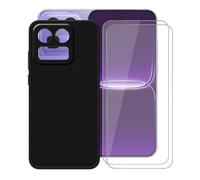 AQGGIIXY Funda + 2 Piezas Protectores de Pantalla para Realme Neo8 (6.78") Carcasa Black Silicone Cover Suave TPU Phone Caso Vidrio Templado Film Película - Black