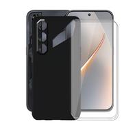 AQGGIIXY Funda + 3 Piezas Protectores de Pantalla para Nubia Neo 5 5G (6.80") Carcasa Black Silicone Cover Suave TPU Phone Caso Vidrio Templado Film Película - Black