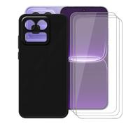 AQGGIIXY Funda + 3 Piezas Protectores de Pantalla para Realme Neo8 (6.78") Carcasa Black Silicone Cover Suave TPU Phone Caso Vidrio Templado Film Película - Black