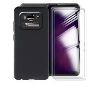 AQGGIIXY Funda + 3 Piezas Protectores de Pantalla para Ulefone Armor 25T (6.78") Carcasa Black Silicone Cover Suave TPU Phone Caso Vidrio Templado Film Película - Black