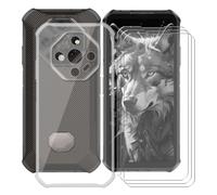 AQGGIIXY Funda + 3 Piezas Protectores de Pantalla para Ulefone Armor X16 (6.56") Carcasa Transparent Silicone Cover Suave TPU Phone Caso -Vidrio Templado Film Película - Clear