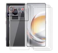 AQGGIIXY Funda + 3 Piezas Protectores de Pantalla para ZTE Nubia Z80 Ultra (6.85") Carcasa Transparent Silicone Cover Suave TPU Phone Caso -Vidrio Templado Film Película - Clear