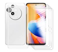 AQGGIIXY Funda + 4 Piezas Protectores de Pantalla para Alcatel V3 Classic 5G (6.67") Carcasa Transparent Silicone Cover Suave TPU Phone Caso -Vidrio Templado Film Película - Clear