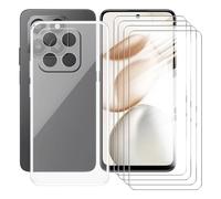 AQGGIIXY Funda + 4 Piezas Protectores de Pantalla para Honor 400 Smart (6.77") Carcasa Transparent Silicone Cover Suave TPU Phone Caso -Vidrio Templado Film Película - Clear