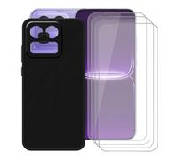 AQGGIIXY Funda + 4 Piezas Protectores de Pantalla para Realme Neo8 (6.78") Carcasa Black Silicone Cover Suave TPU Phone Caso Vidrio Templado Film Película - Black