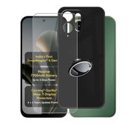 AQGGIIXY Funda Negra Anillo y Vidrio para Poco M8x 5G | 6.90". Silicona suave, antideslizante, anti golpes, dureza 9H, anti rayones, ultra delgado, HD claro, anillo giratorio 360°.