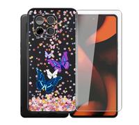 AQGGIIXY Funda Negra con Protector para Gigaset GS6 Pro - E13 | 6.67". Silicona suave, antideslizante, anti golpes, dureza 9H, anti rayones, ultra delgado, HD claro.