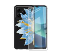 AQGGIIXY Funda Negra Estampado y Vidrio para Doogee Note 56X Lite - W19