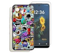 AQGGIIXY Funda Negra Estampado y Vidrio para TCL NXTpaper 70 Pro - XS40