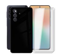 AQGGIIXY Funda Negra y 3 Vidrios para Samsung Galaxy F70 Pro 5G