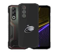 AQGGIIXY Funda Negra y Anillo para Doogee Blade 20 Plus | 5.60". Silicona suave, anillo metálico 360°, agarre seguro, anti caídas, soporte manos libres vertical u horizontal.