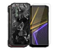 AQGGIIXY Funda Negra y Vidrio para Doogee Blade 20 Plus - W17 | 5.60". Silicona suave antideslizante + vidrio dureza 9H, bordes elevados, anti rayones, protección completa.