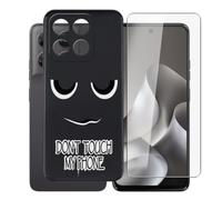 AQGGIIXY Funda Negra y Vidrio para Motorola Moto G37 - DUO6 | 6.67". Silicona suave antideslizante + vidrio dureza 9H, bordes elevados, anti rayones, protección completa.