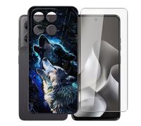 AQGGIIXY Funda Negra y Vidrio para Motorola Moto G37 - E4 | 6.67". Silicona suave antideslizante + vidrio dureza 9H, bordes elevados, anti rayones, protección completa.