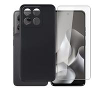 AQGGIIXY Funda Negra y Vidrio para Motorola Moto G47 - Black | 6.67". Silicona suave antideslizante + vidrio dureza 9H, bordes elevados, anti rayones, protección completa.