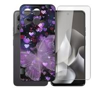 AQGGIIXY Funda Negra y Vidrio para Motorola Moto G47 - XV16 | 6.67". Silicona suave antideslizante + vidrio dureza 9H, bordes elevados, anti rayones, protección completa.