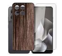 AQGGIIXY Funda Negra y Vidrio para Motorola Moto G47 - XV22 | 6.67". Silicona suave antideslizante + vidrio dureza 9H, bordes elevados, anti rayones, protección completa.