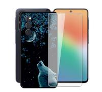 AQGGIIXY Funda Negra y Vidrio para Samsung Galaxy F70 Pro 5G - W1