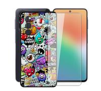 AQGGIIXY Funda Negra y Vidrio para Samsung Galaxy F70 Pro 5G - XS40