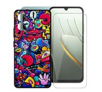 AQGGIIXY Funda Negra y Vidrio para Xiaomi Poco C81 Pro - XT91 | 6.88". Silicona suave antideslizante + vidrio dureza 9H, bordes elevados, anti rayones, protección completa.