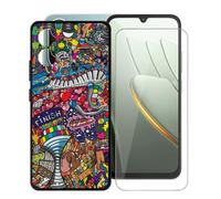 AQGGIIXY Funda Negra y Vidrio para Xiaomi Poco C81 - WMB85