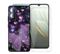 AQGGIIXY Funda Negra y Vidrio para Xiaomi Poco C81 - XV16 | 6.88". Silicona suave antideslizante + vidrio dureza 9H, bordes elevados, anti rayones, protección completa.