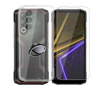 AQGGIIXY Funda Transparente Anillo y Vidrio para Doogee Blade 20 Plus | 5.60". Anti amarillamiento, anillo 360°, vidrio dureza 9H, protección integral, agarre firme.