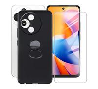 AQGGIIXY Funda + Vidrio Templado para Alcatel V3 Classic 5G (6.67") Cover，con [Anillo Soporte MóVil] Black Estuche a Prueba de Golpes Silicone TPU Cristal Templado Film Dureza 9H