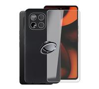 AQGGIIXY Funda + Vidrio Templado para Gigaset GS6 Pro (6.67") Cover，con [Anillo Soporte MóVil] Black Estuche a Prueba de Golpes Silicone TPU Cristal Templado Film Dureza 9H