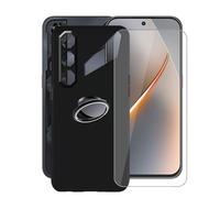 AQGGIIXY Funda + Vidrio Templado para Nubia Neo 5 5G (6.80") Cover，con [Anillo Soporte MóVil] Black Estuche a Prueba de Golpes Silicone TPU Cristal Templado Film Dureza 9H