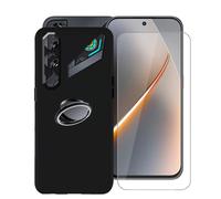 AQGGIIXY Funda + Vidrio Templado para Nubia Neo 5 5G (6.80") Cover，con [Anillo Soporte MóVil] Negro Estuche a Prueba de Golpes Silicone TPU Cristal Templado Film Dureza 9H